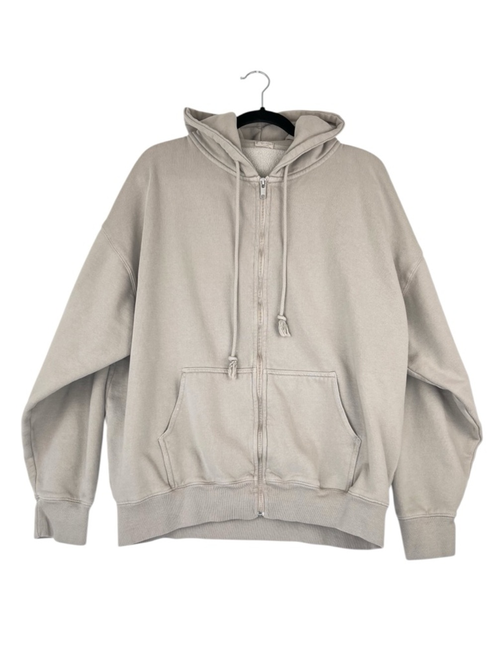 Brandy Melville John Galt Oversized Hoodie Full Zip Sweatshirt Beige